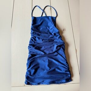 Royal blue ruched HOCO Lucy in the Sky mini dress